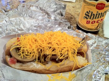 Hotdog and beer